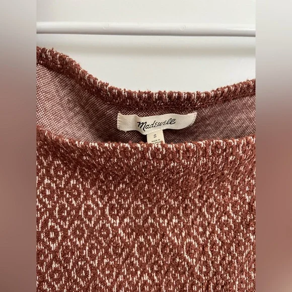 Madewell Chocolate Brown Textured Knit Square Neck Puff Sleeve Top S Cottagecore - Picture 5 of 10